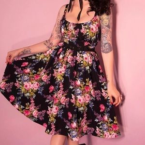 Micheline Pitt Black Floral Ingenue Dress XL
